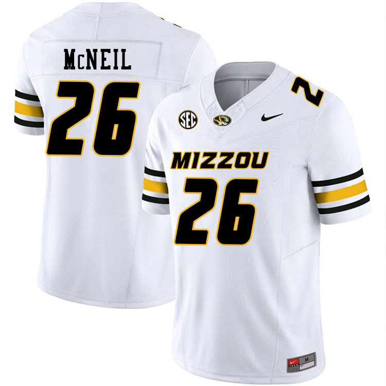 Men #26 Shamar McNeil Missouri Tigers College Football Jerseys Stitched-White